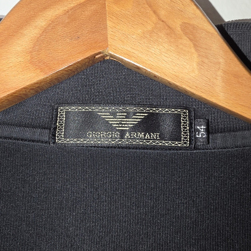 VTG Giorgio Armani Size EU54 Mens M 100% Cotton Dark Gray Textured Polo Shirt - Picture 3 of 11